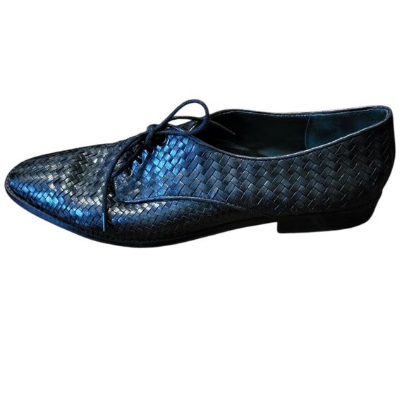 Pappagallo Shoes - Pappagallo Womens Leather Woven Lace Up Flat Made in Brazil, Size 10 Narrow